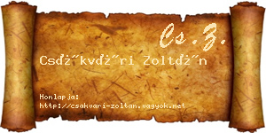 Csákvári Zoltán névjegykártya